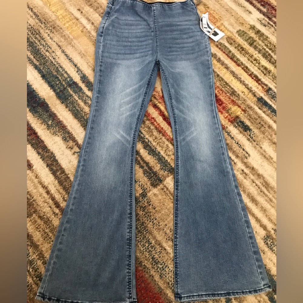 High rise pull-on flare jeans